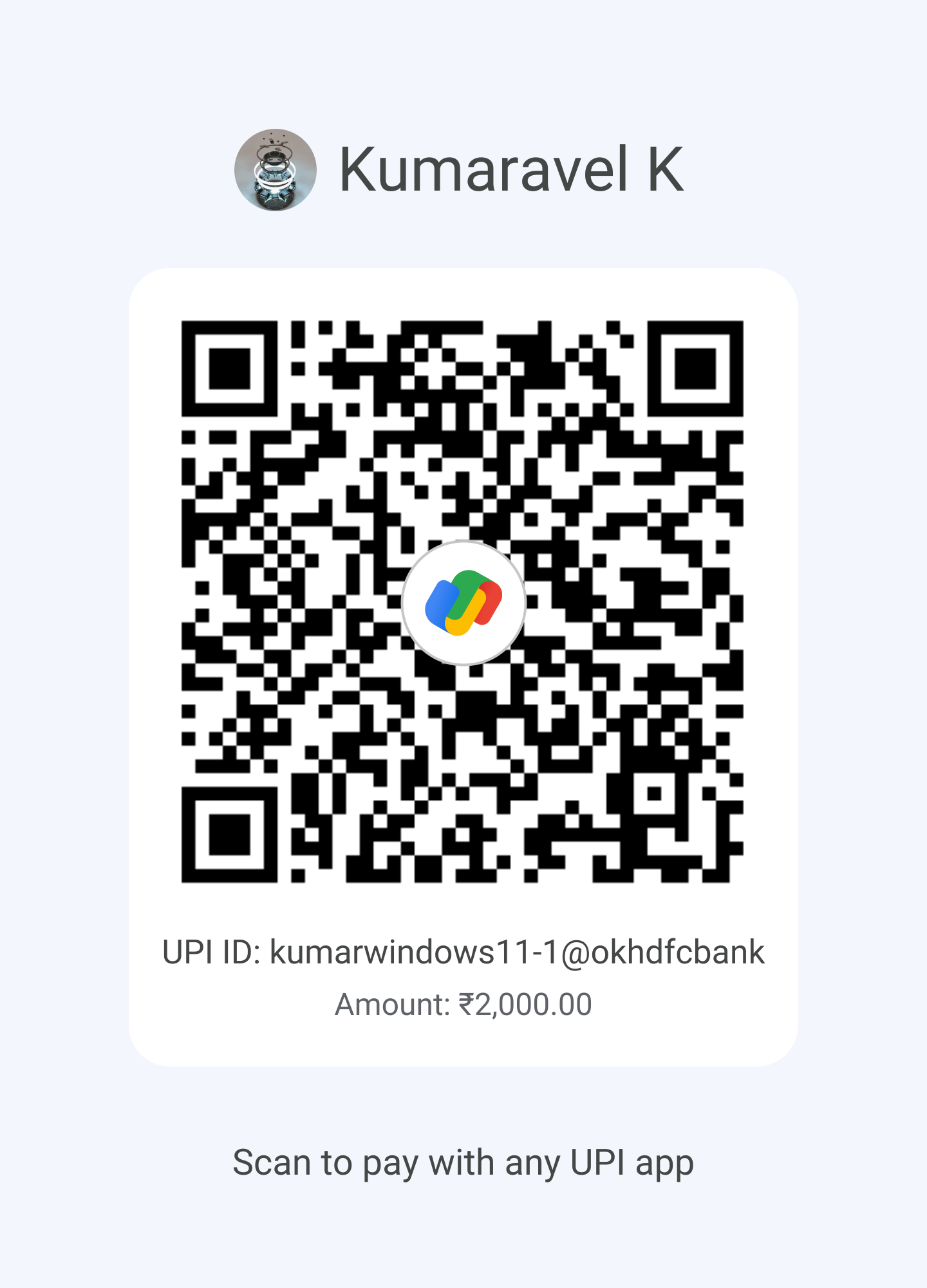 Kumaravel.dev Google Pay QR for Livewire Intermediate