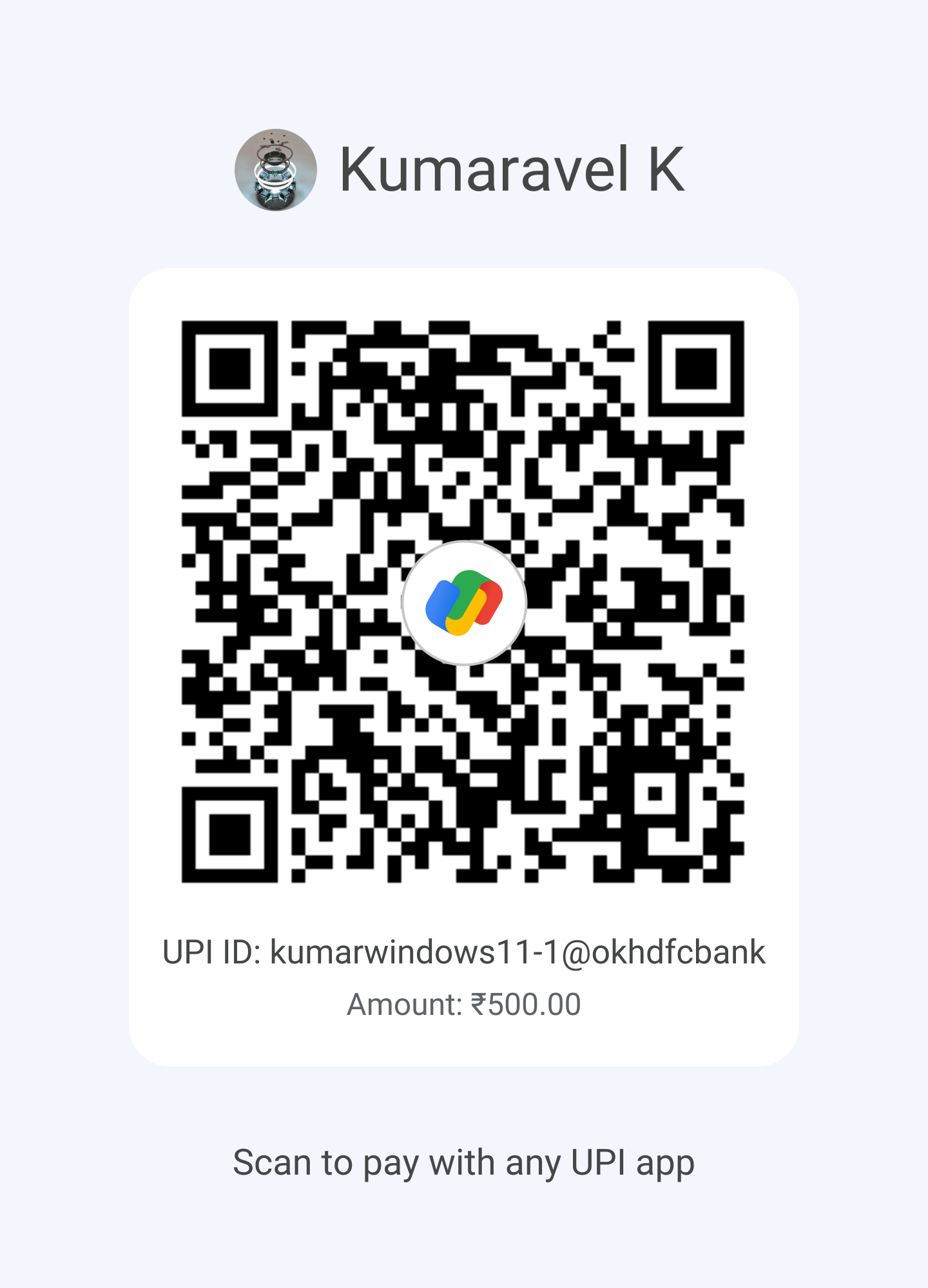 Kumaravel.dev Google Pay QR for Livewire Intermediate